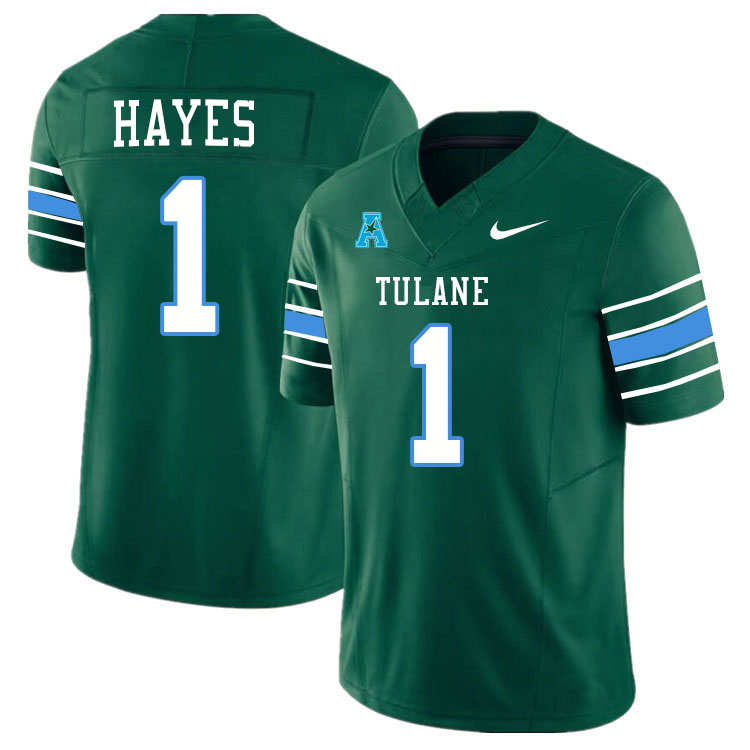 #1 Omari Hayes Tulane Green Wave Jersey College Football Uniforms,Apparels Stitched-Green